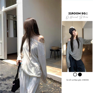 A211 [Video] Áo Thun Nữ Tay Dàu Trễ Vai Chất Thun Giấy Dễ Mang 21ROOM, Áo Thun Trơn Nữ Sexy Cá Tính