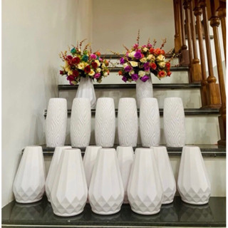 Bình Hoa Nhựa To Trang Trí Tết 2025 Nguyên Đán Ất Tỵ. Lọ Hoa Giả Gốm Màu Trắng Để Bàn Decor Nhà Cửa Năm Mới Cổ Truyền.
