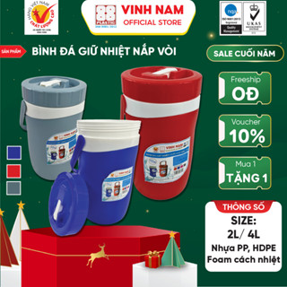 Bình Đá Giữ Nhiệt CÓ VÒI Vinh Nam Plastic 2L 4L Giữ Nhiệt Lên Đến Hơn 24h Bình Nước Giữ Nhiệt