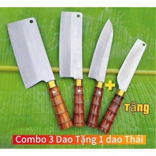 SK014 [ Được Xem Hàng ] ( Thép không gỉ ) Bộ 4 dao chặt gà, thái thịt, gọt hoa quả bằng thép Nhật trắng không gỉ nhật