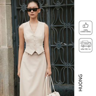 Áo gile ghi đá 4 cúc HUONG BOUTIQUE BSGILE01