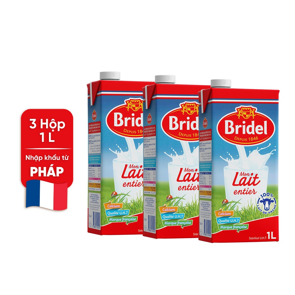 [DATE 10.04.2025] Combo 3 Sữa tươi tiệt trùng nguyên kem Bridel 3,5% Béo