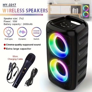loa hát karaoke bluetooth loa Speaker Không Dây Tặng Kèm 1 Mic Thiết Kế Nhỏ Gọn Pin tích hợp Có thể sạc lại 2400mAh