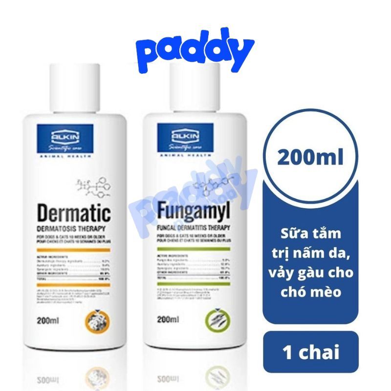 Sữa Tắm Cho Chó Mèo Fungamyl & Dermatic Ngừa Nấm Da, Vảy Gàu 200ml
