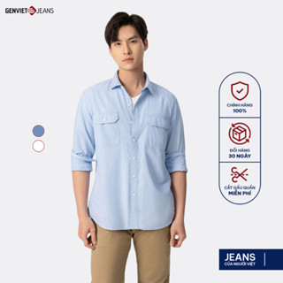 Áo Sơ Mi Dài Tay Nam GENVIET Vải Thô Dáng Suông Vừa, Phong Cách Thanh Lịch Dễ Phối Đồ T3123C8539