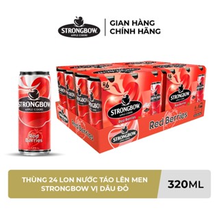 ĐỘ CỒN 4.5% - HỎA TỐC HCM - Thùng 24 lon nước táo lên men Strongbow Vị Dâu đỏ 320ml/lon