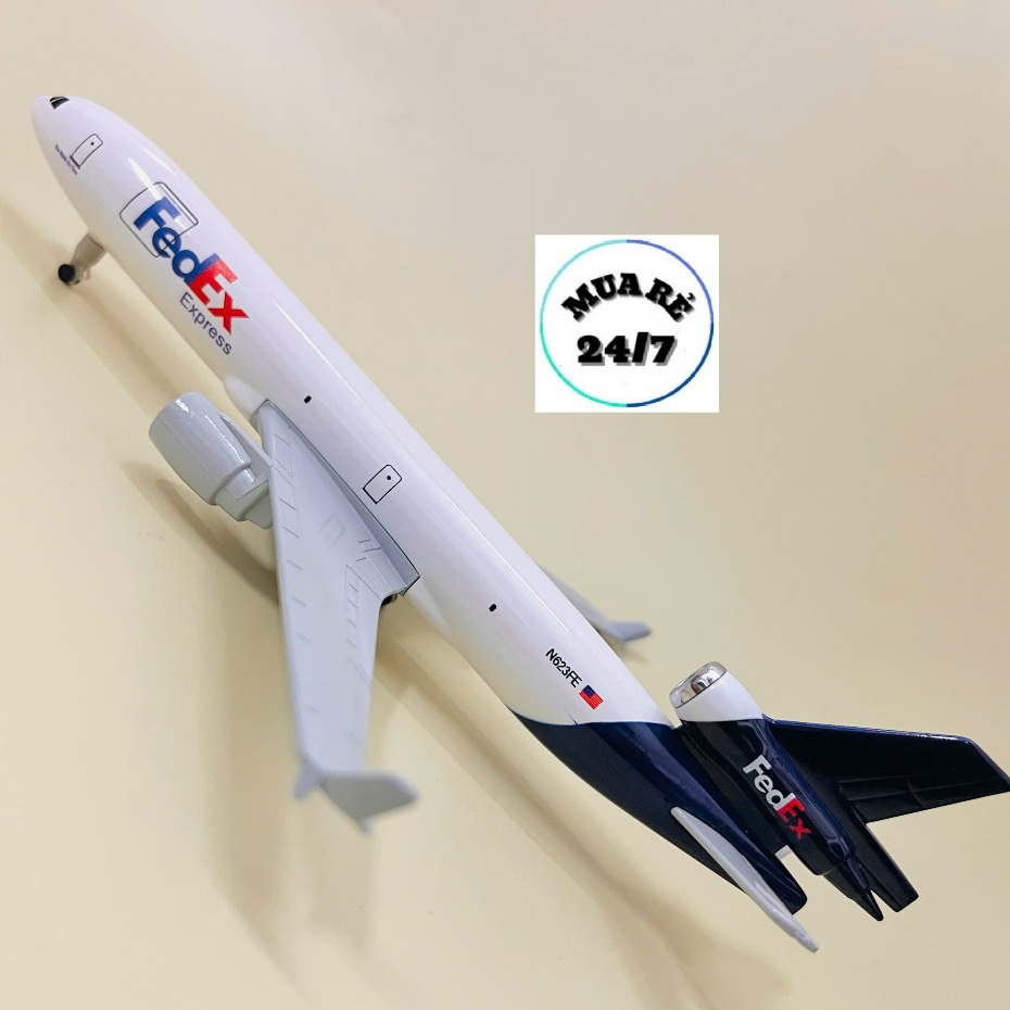 Máy Bay Mô Hình 20CM "FedEx Express MD-11" Kim Loại Cao Cấp Tỉ Lệ 1:400 Loại 1 Bóng Đẹp (Fullbox)