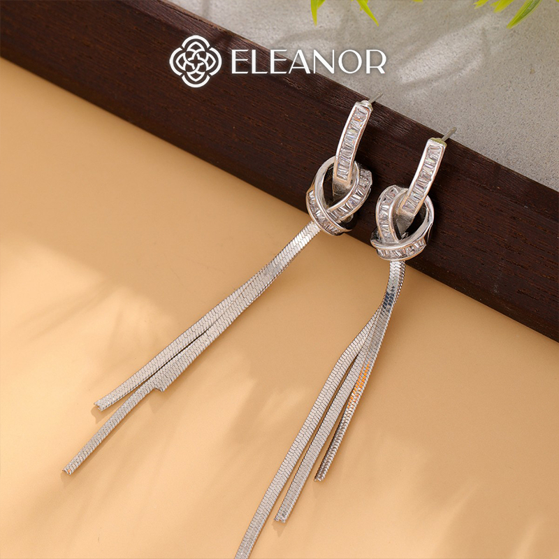 Bông tai nữ chuôi bạc 925 Eleanor Accessories dáng dài tua rua phụ kiện trang sức khuyên tai 8618