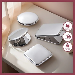  Gương Mini Bỏ Túi Nhỏ Gọn Vỏ Hợp Kim Sáng Bóng Sang Trọng  2 Mặt Gương 1X  