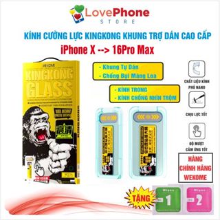 Kính cường lực KingKong WEKOME,VNWEKOME có khung trợ dán , kính trong suốt và chống nhìn trộm dành cho iPhone