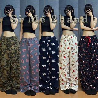 Quần hoạ tiết giáng sinh flannel caro nỉ cotton ống rộng nam nữ