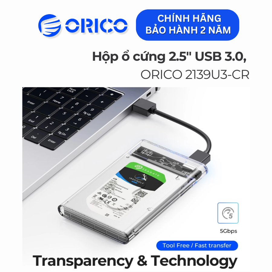 HỘP ĐỰNG Ổ CỨNG 2.5" SSD/HDD SATA 3 USB 3.0 ORICO 2139U3 Hàng Chính Hãng