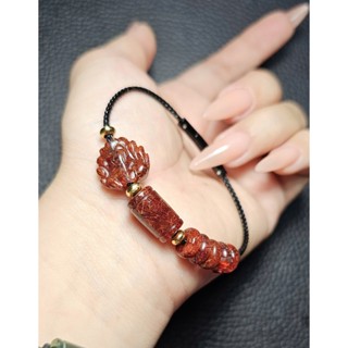 Vòng Tay Hồ Ly Chúa Tóc Đỏ Mix Ngũ Điếu Lu Thống Phước Tâm , Vòng Đá Phong Thủy Cao Cấp