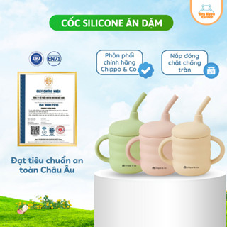Cốc silicon tập hút, tập uống nước 3 giai đoạn CHIPPIANDCO đạt chuẩn an toàn cho bé
