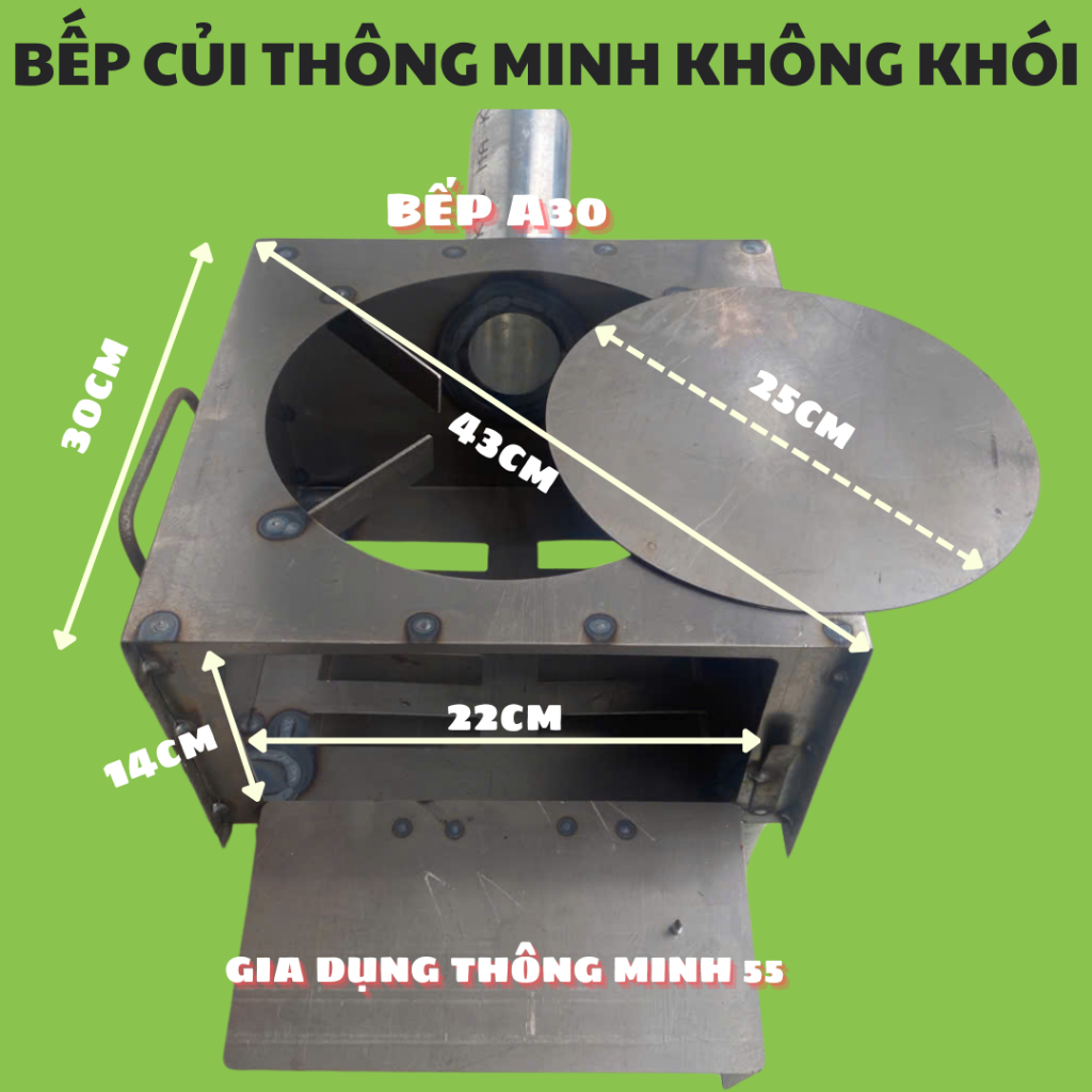 (Hàng loại 1)  Bếp Củi Thông Minh Không Khói -Không Đen Nồi, Tiết Kiệm Củi- Bếp Thép Cacbon Dày Dặn