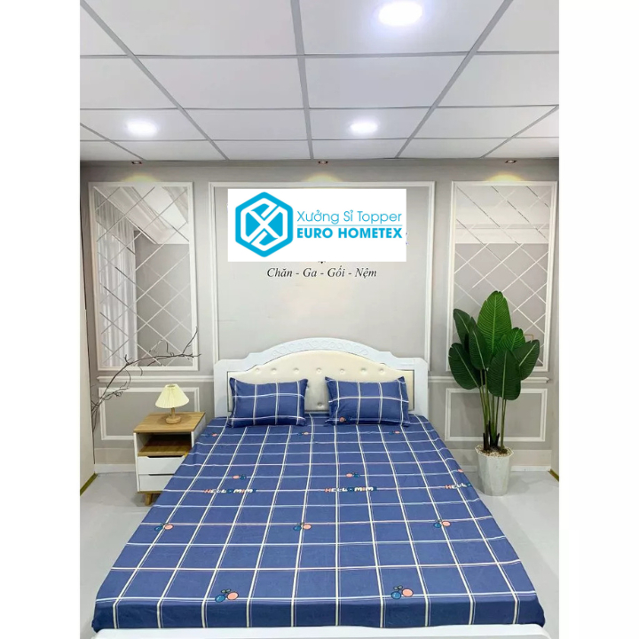 Bộ Ga Giường Cotton Poly, Ga Bo Chun Mềm,Mịn Và Mát, Đầy Đủ Kích Thước Xưởng Sỉ Topper Eurohometex