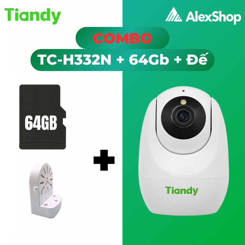 [COMBO] Camera Tiandy TC-H332N 3MP + Thẻ 64G + Đế Chữ L Khoen Đồng- Camera