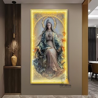 Tranh Phật - Tranh Công Giáo Đính Đá Pha Lê Đèn Led Treo Tường Trang Trí Phòng Khách, Phòng Thờ- Top Decor