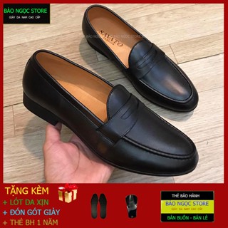 {ĐẾ KHÂU CỰC BỀN} Giày Lười Nam Hàn Quốc Băng Đục và Băng Dệp Đen Trơn ✅ Da Bò 100% 🎁 Đế Cao Su Đúc 3cm ✅ Mã K1181