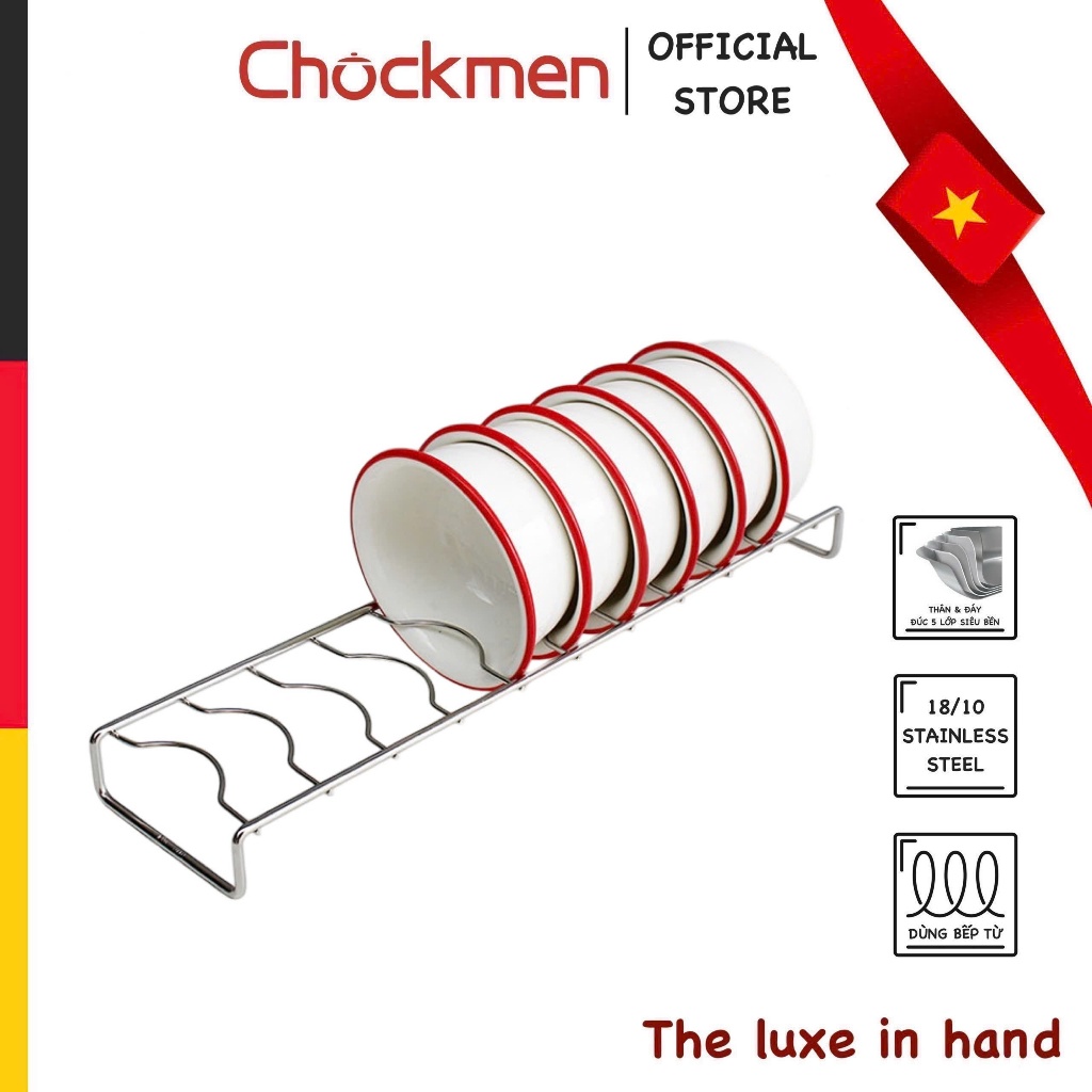 Khay Úp Chén Bát CHOCKMEN Inox Dày Dặn GIá Kệ Để Bát Chén Đĩa Ráo Nước Khay Inox