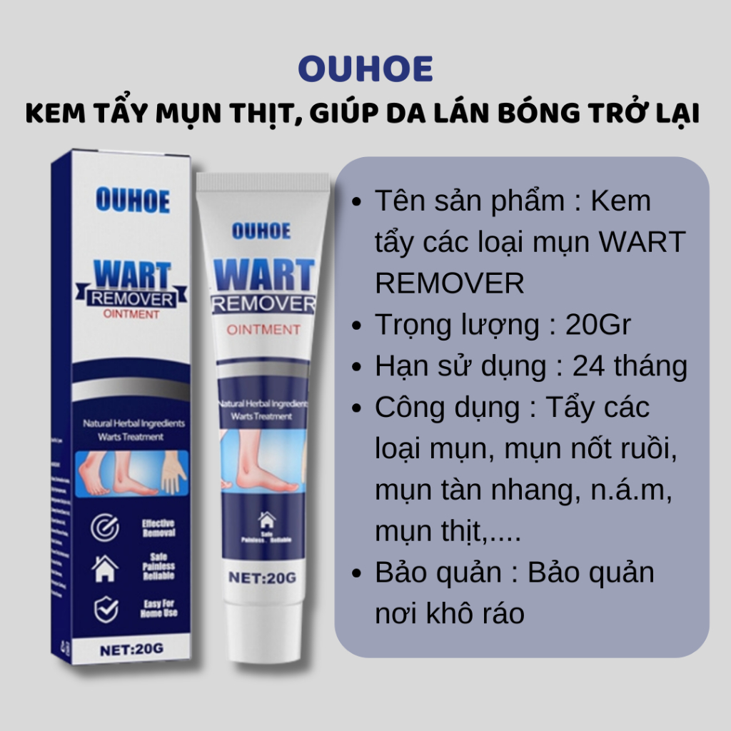 Kem tẩy mụn thịt OUHOE - Không còn nổi lo mụn thịt mụn nốt ruồi với kem tẩy mụn OUHOE, đánh bay các loại mụn - QUINN BEA
