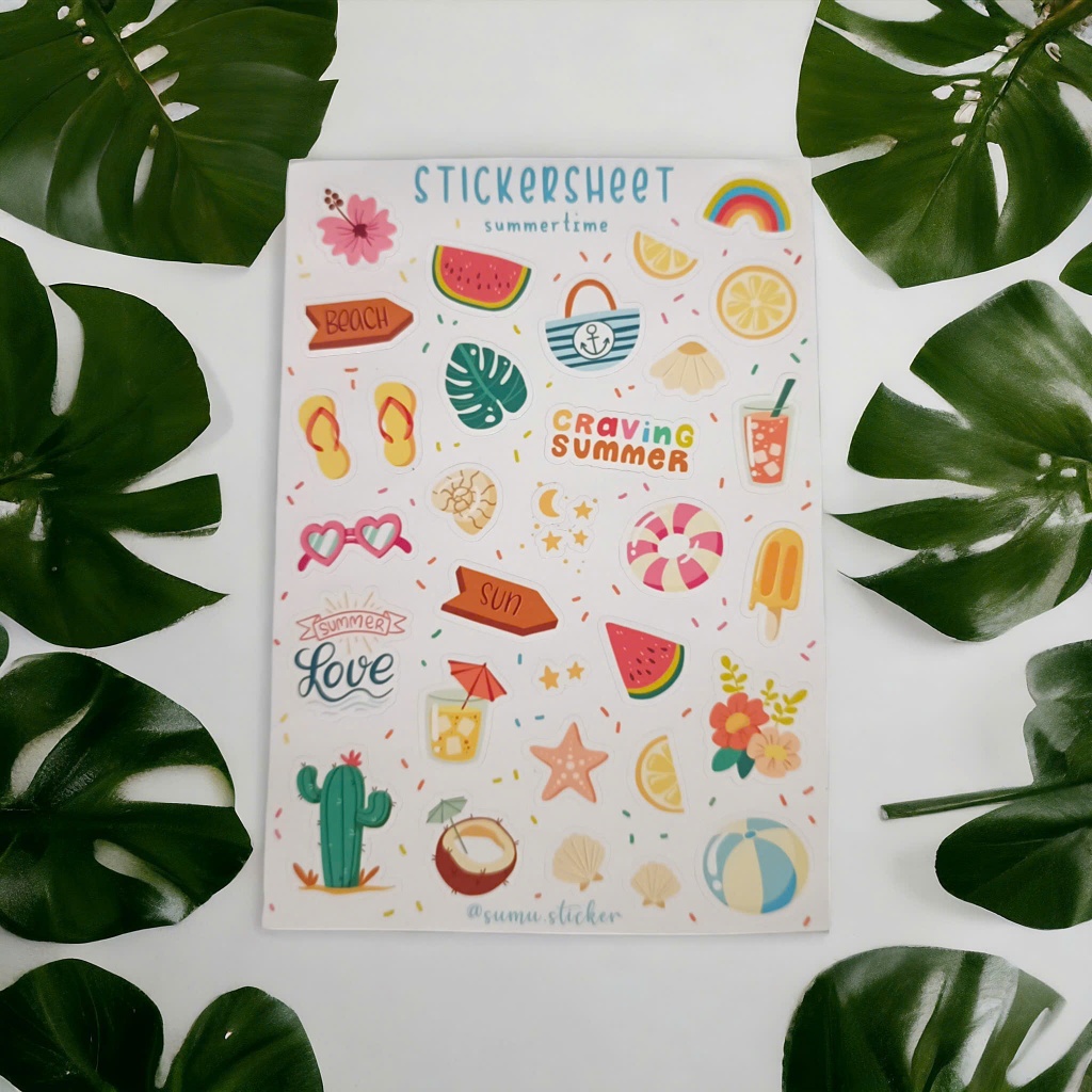 Sticker Sheet - Summer Time ⭐ Chuyên dán sổ | Bullet Journal Stickers, Sticker Mùa Hè