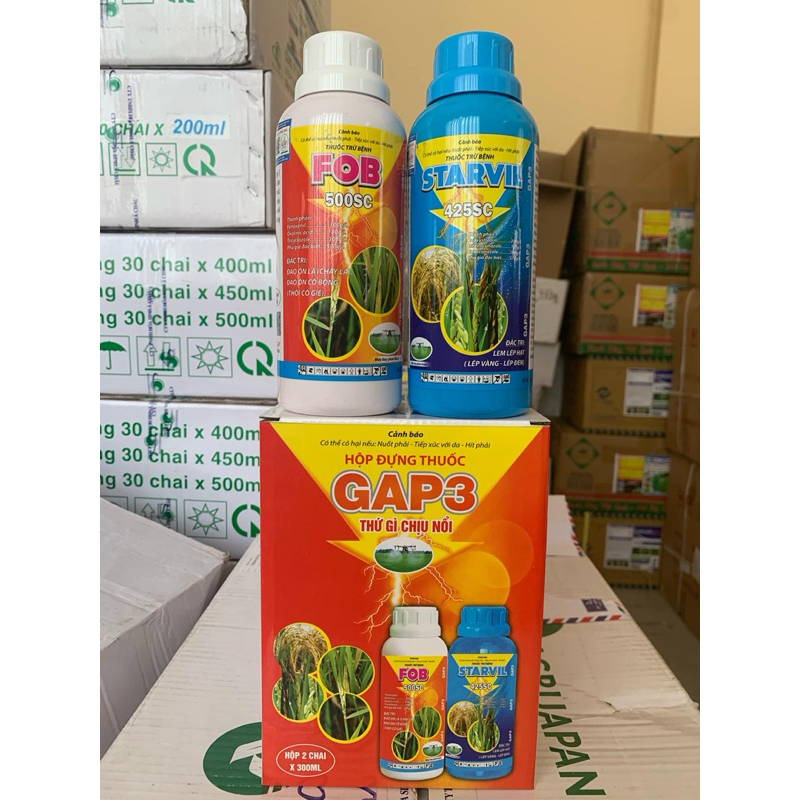 CẶP GAP3 [ FOB 500SC + STARVIL 425SC ] mỗi chai 300ml . đặc tri đạo ôn lá ( cháy lá), đạo ôn cổ bông