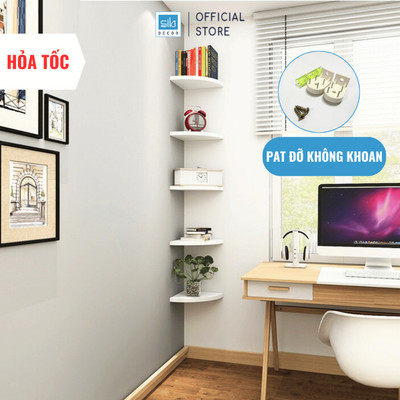 Kệ Gỗ Trang Trí Treo Góc Nhà Chịu Lực Trên 20kg, Kệ Hình Quạt Không Cần Khoan Tường SIB KT111
