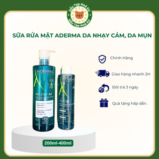 Gel Rửa Mặt Tạo Bọt Hữu Cơ Aderma Phys - AC, Bio -AC dành cho da nhạy cảm, da mụn, kiềm dầu [ Hàng Pháp]