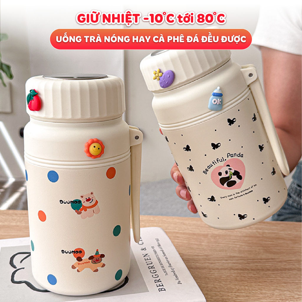 Bình giữ nhiệt NIUMI hoạ tiết dễ thương Fashion Cup 1000ml, inox 316 có lưới lọc trà tiện lợi | BigBuy360 - bigbuy360.vn