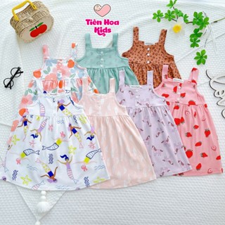 [Bé 7-19kg] Váy/đầm 2 dây bảng to cotton Bozip xuất dư mềm mịn mát cho bé gái mặc đi học đi chơi