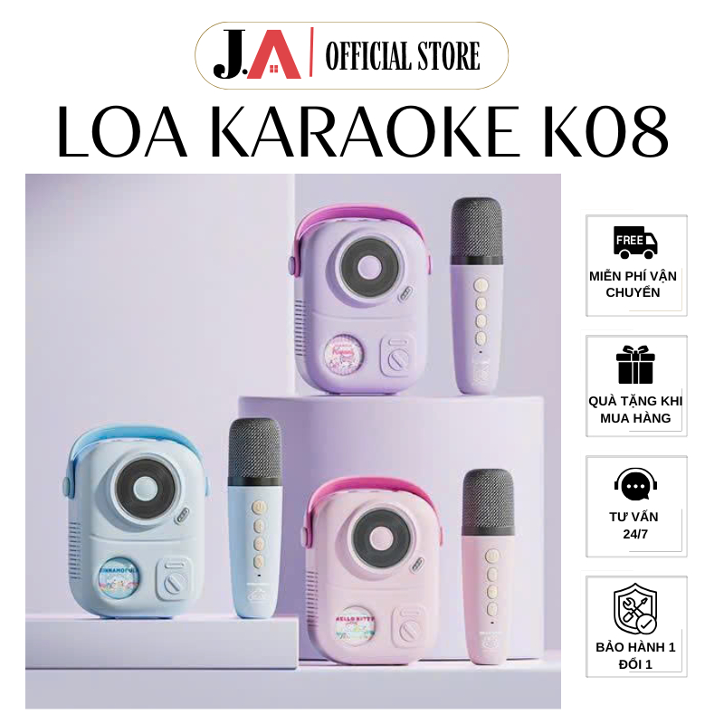 Loa Karaoke Mini Bluetooth Không Dây Sanrio K08 Thiết Kế Nhỏ Gọn Âm Thanh Hifi Chất Lượng Cao, Bộ Há