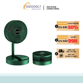 Quạt tích điện để bàn mini Super gấp gọn 3 cấp độ gió siêu bền, cáp sạc USB tiện lợi ( didooglt )