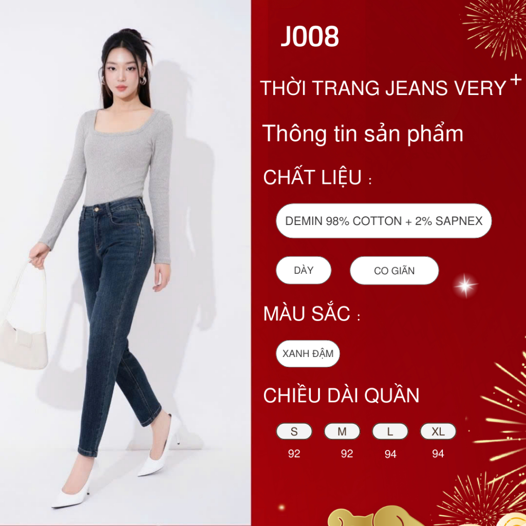 Quần Jean Nữ BAGGY Gấp Gấu VERY+ Hottrend , Quần bò cạp liền thời trang công sở J008