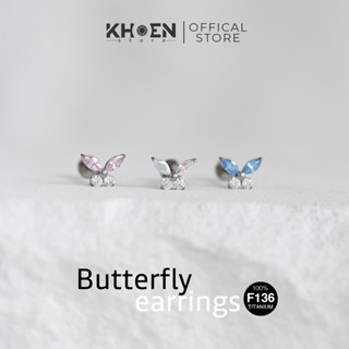 (1 Chiếc) Khuyên tai Bướm đá Lớn - Titanium F136 - Khoen store