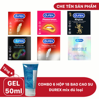 Combo 6 Hộp Bao Cao Su durex (18 Cái) Tùy Chọn + Quà Tặng Gel Bôi Trơn Play 50ml - Ưu Đãi Đặc Biệt