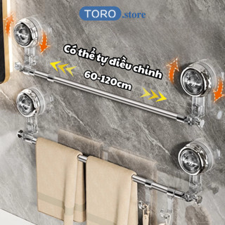 Giá Treo Khăn Mặt Cốc Hút Chân Không Điều Chỉnh Thu Gọn Ngắn Dài , Kệ Treo Đồ Nhà Bếp Treo Dép Nhà Tắm