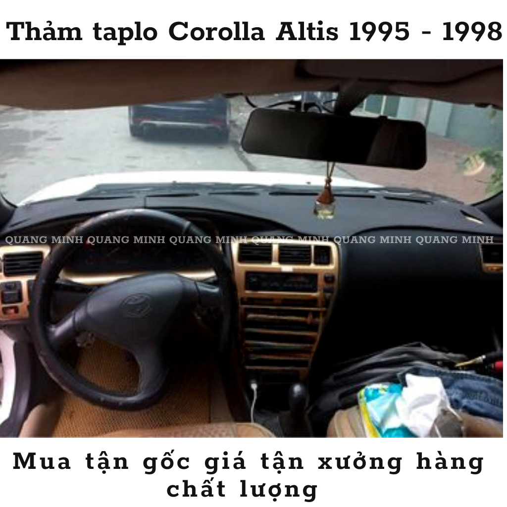 Thảm taplo ô tô, thảm taplo Toyota Altis 1995 - 1998 da carbon chính hãng QMCAR thảm ko cong vênh