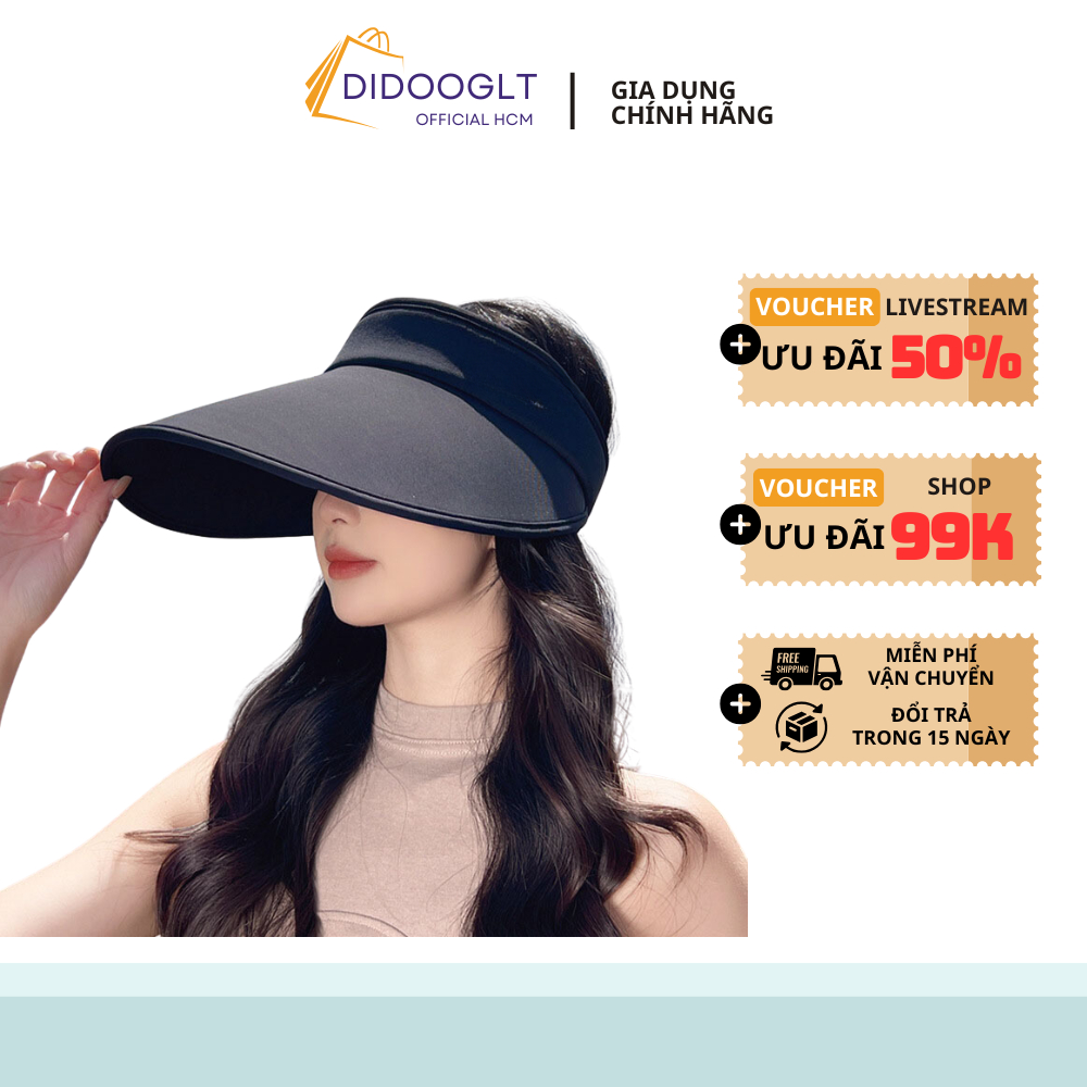 Mũ chống nắng nữ, nón rộng vành nửa đẩu trống nắng trống UV, thiết kế gấp gọn, sang trọng trẻ trung ( didooglt )