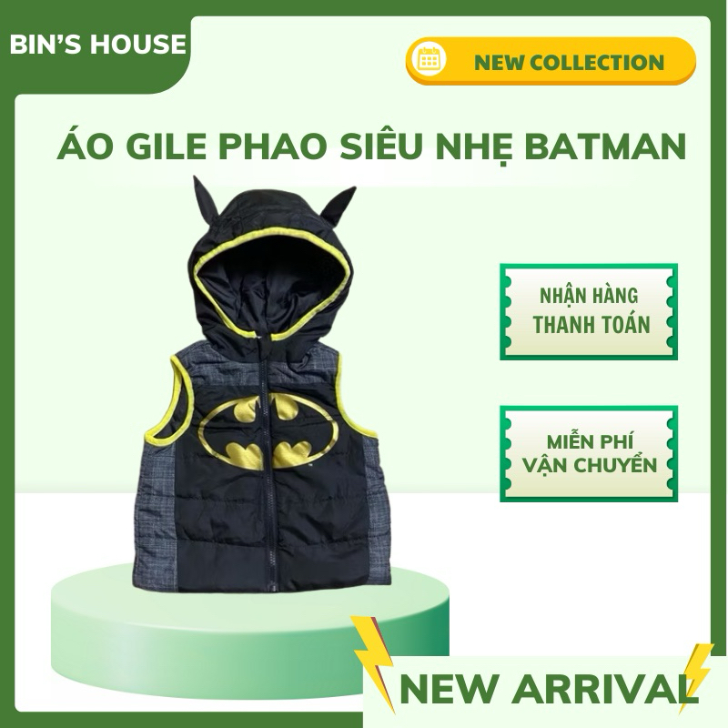 Áo gile phao batman sz 2y