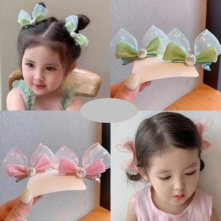 Set 2 kẹp tóc nơ vải cho bé gái điệu đà