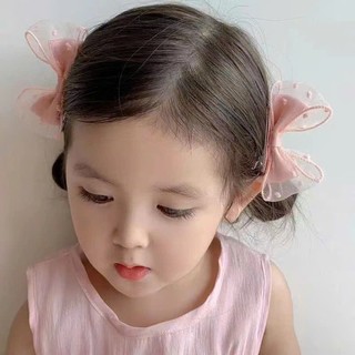 Set 2 kẹp tóc nơ vải cho bé gái điệu đà