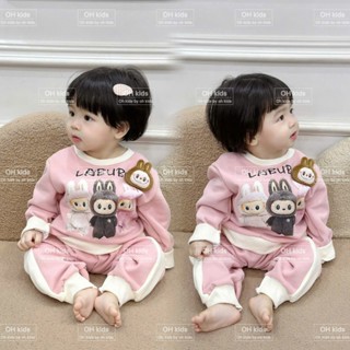  XẢ TẶNG Set Bộ Quần Áo Thu Đông Labubu Dài Tay Trẻ Em Chất Nỉ 2 Da Hàn Dày Dặn Mềm Mại Dễ Thương Cho Bé Gái - BABY215 