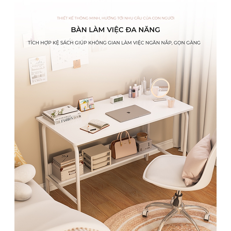 Bàn làm việc, bàn gaming 80x50 chân sắt uốn cong decor phòng kiểu Hàn thương hiệu IGA- GM160/ GM11