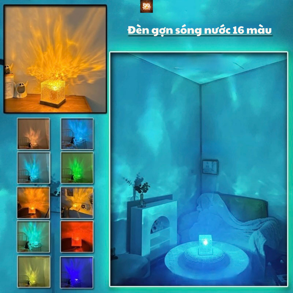 Đèn Bàn Sáng Tạo với hiệu ứng gợn sóng nước, Đèn Ngủ Kiểu Ngọn Lửa Xoay tạo không gian lãng mạng