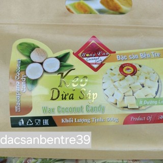 Kẹo dừa sáp nguyên chất Hồng Vân (mẫu mới, túi giấy 500g)