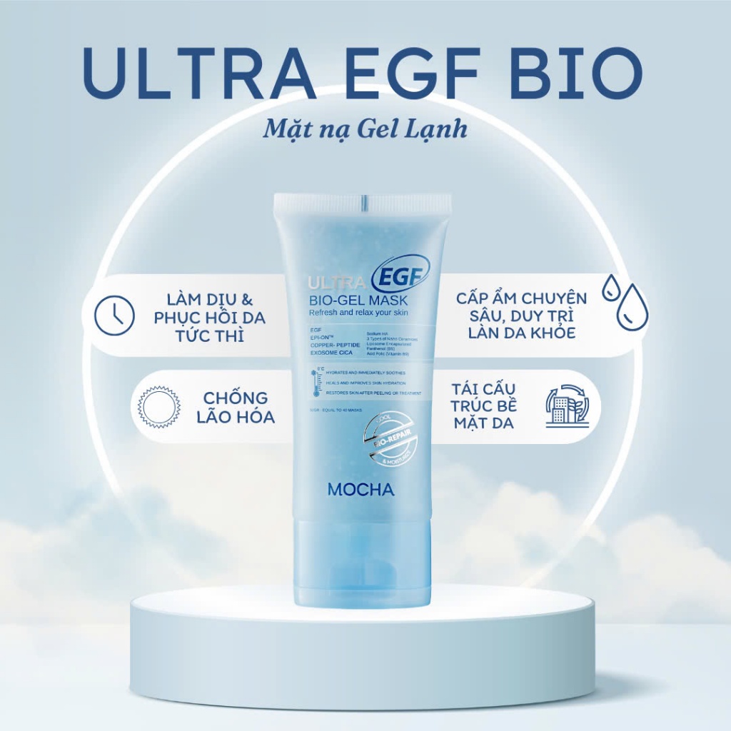 Mặt Nạ Gel Lạnh MOCHA Siêu Phục Hồi Ultra EGF Bio, Gel Mask Tế Bào Gốc Thực Vật Dịu Da Cấp Ẩm Chuyên