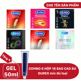   SIÊU DEAL  Combo 6 Hộp Bao Cao Su Durex  18 Cái  Tùy Chọn + Gel Bôi Trơn KY 50ml - Ưu Đãi Hấp Dẫn! 