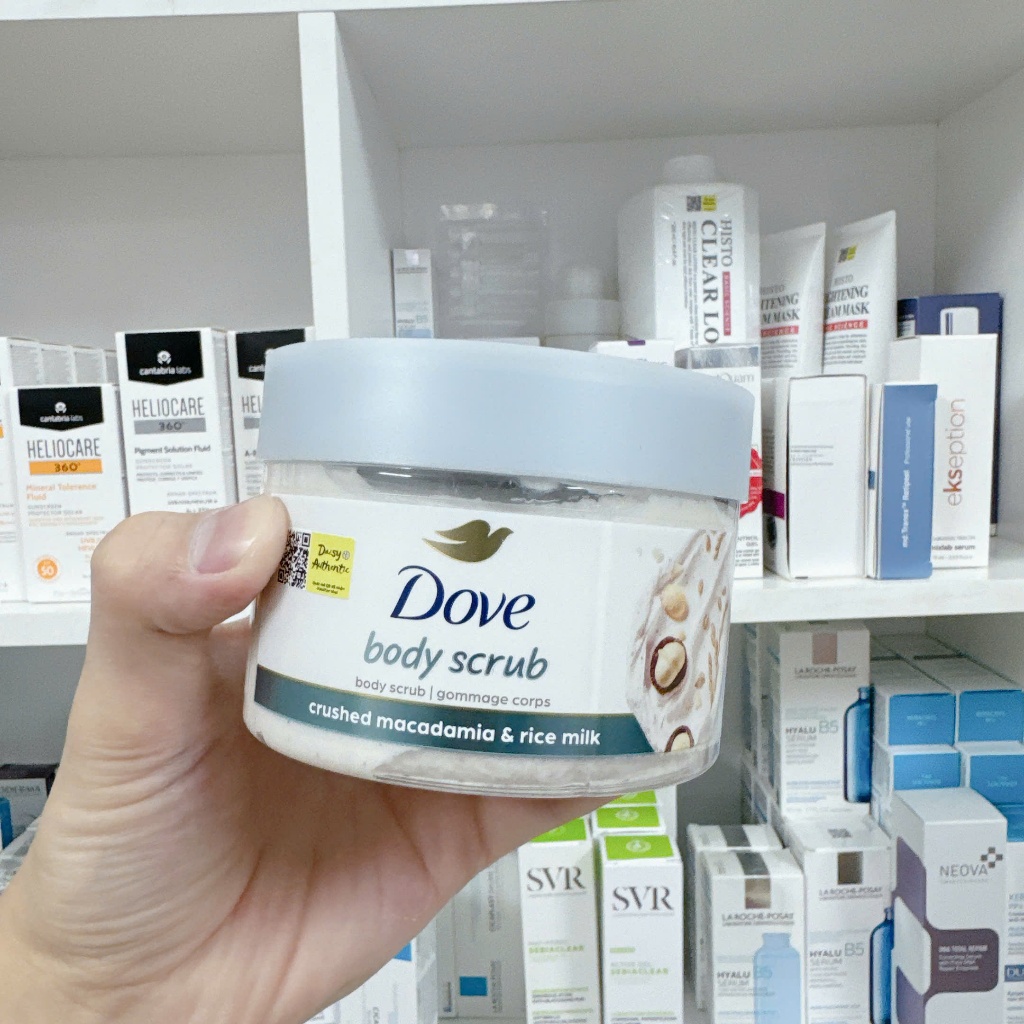 Tẩy Tế Bào Chết Dove Crushed Macadamia & Rice Milk - Dưỡng da toàn thân