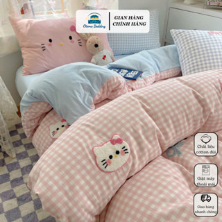 Set 4 món vỏ chăn ga gối Kitty cotton đũi cao cấp mềm mịn, thoáng khí dùng 4 mùa Otama Bedding